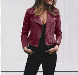 Womens Fashion Jackets Lapel And Diagonal Zipper Short