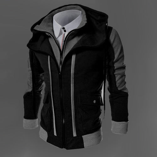 Men's Casual Hoodie Coat Warm Zipper Long Sleeve Hooded Sweatshirt Jacket Tops