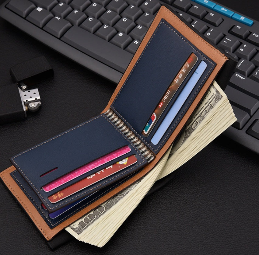 Mens PU Leather Minimalist Bifold Wallets For Men RFID Blocking Slim Mens Wallet