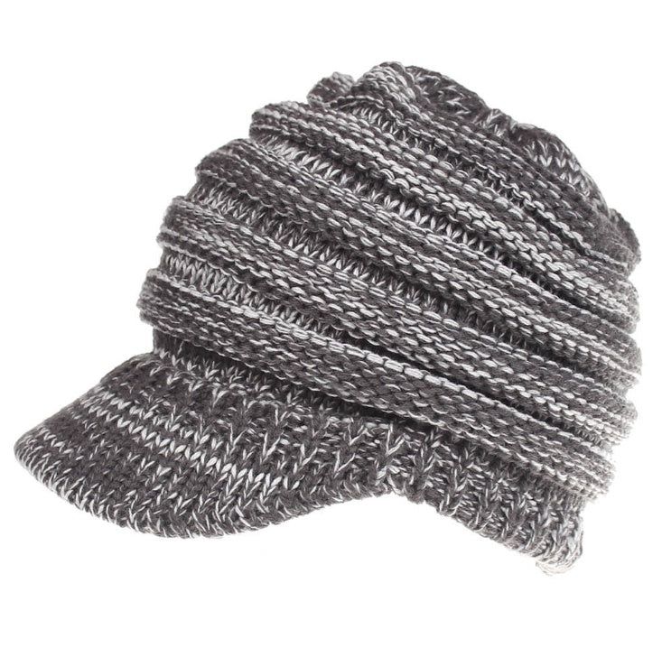 Ponytail Beanie Hat Knitted High Warm Winter Women Tail Skullies