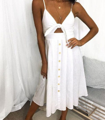 Women Summer Dresses Sleeveless Backless Strap Long Close-fitting Sheath Female