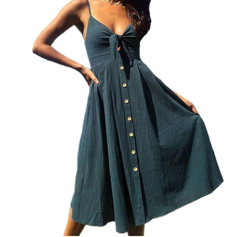 Women Summer Dresses Sleeveless Backless Strap Long Close-fitting Sheath Female