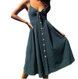 Women Summer Dresses Sleeveless Backless Strap Long Close-fitting Sheath Female