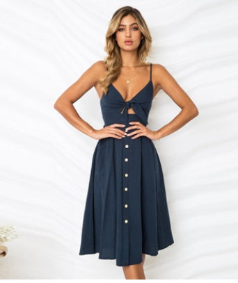 Women Summer Dresses Sleeveless Backless Strap Long Close-fitting Sheath Female