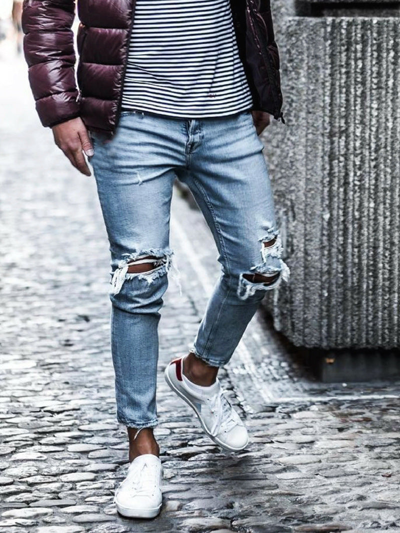 Men's jeans Pant new hole pants Denim Style trousers