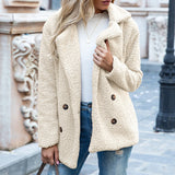 Button-down Fluffy Jacket, Loose Lapels, Plush Cardigan, Women's Top