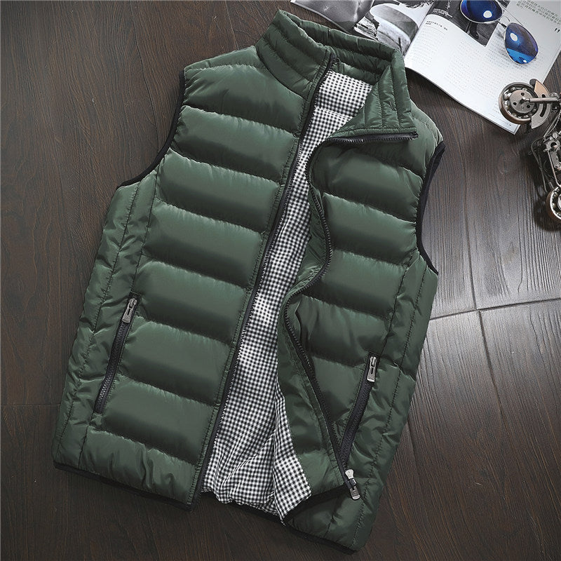 Men's Warm Padded Cotton Vest Waistcoat Autumn Coat Sleeveless Jacket Top