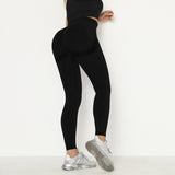 Womens Seamless Knitted Peach Hip Women's Tight Elastic Yoga Pants High Waist Quick-drying Hip Pants