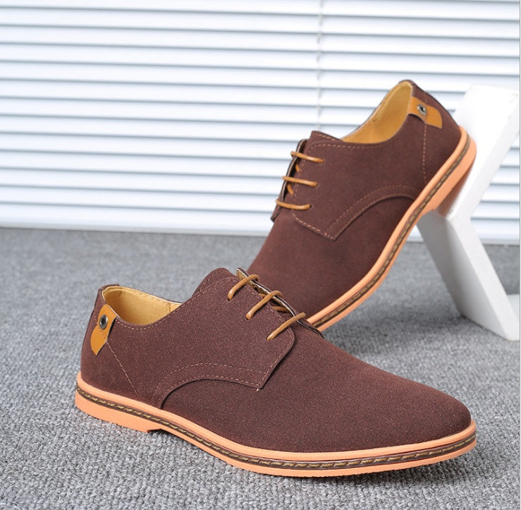 Men's Oxford Shoes Lace Up Business Casual Suede Leather Shoes Black