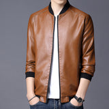 Mens Faux Leather Casual jacket leisure Fashion SlimFit Jacket