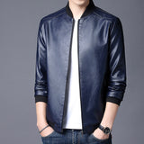 Mens Faux Leather Casual jacket leisure Fashion SlimFit Jacket