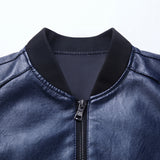 Mens Faux Leather Casual jacket leisure Fashion SlimFit Jacket