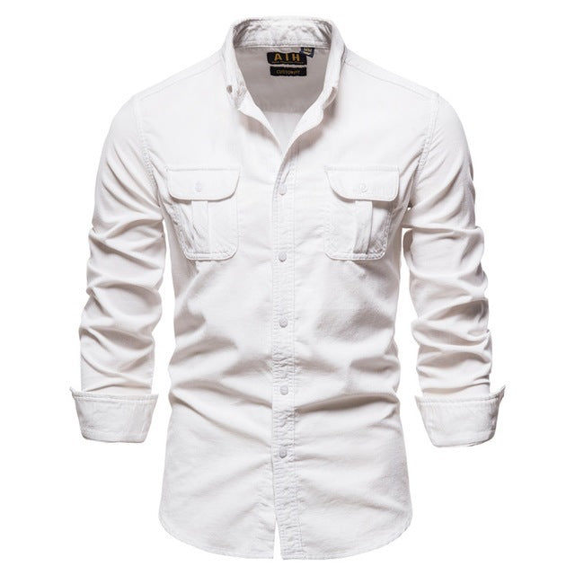 Mens Fashion Shirts For Men Wear Shirt College Tops Longsleeve Blue