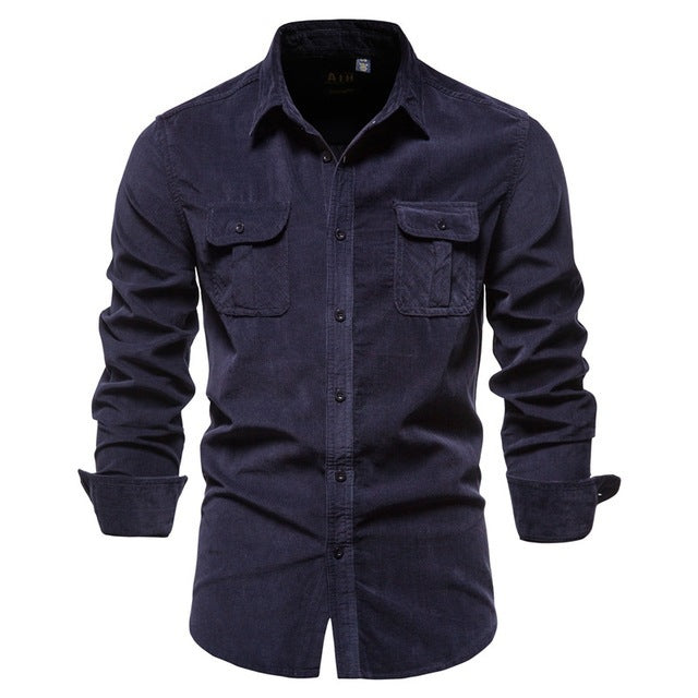 Mens Fashion Shirts For Men Wear Shirt College Tops Longsleeve Blue