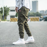 Mens Cargo Pant Trousers Overalls Trousers Slim-fit Harem Trousers With Feet