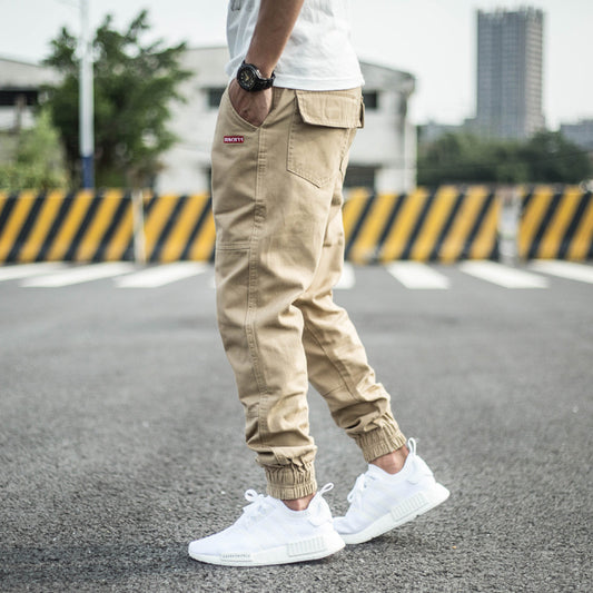 Mens Cargo Pant Trousers Overalls Trousers Slim-fit Harem Trousers With Feet
