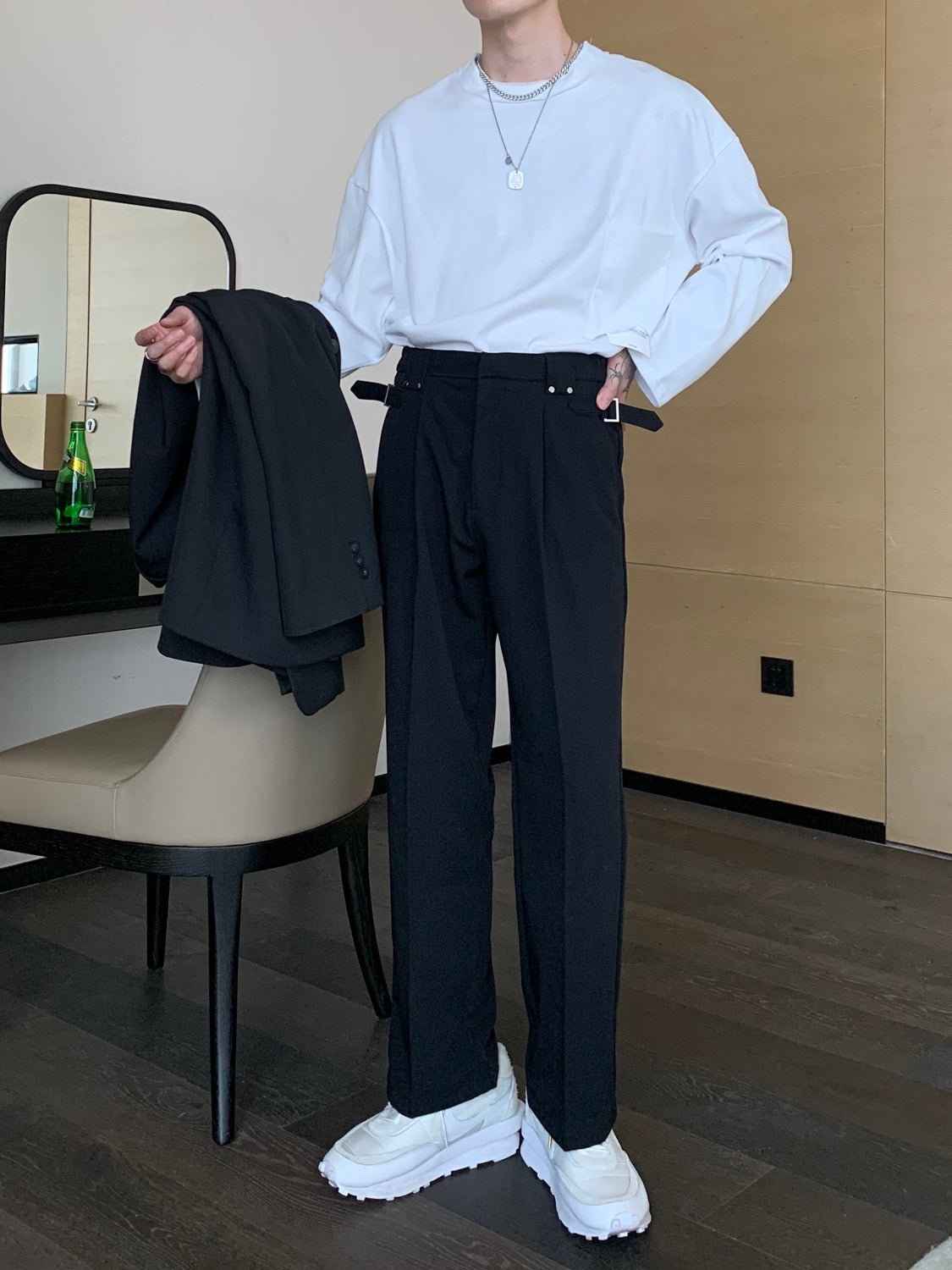 Mens Fashion Suit Trousers Men's Formal Wear Casual Trousers Men's Straight Trousers Men's Solid Color Trousers Men