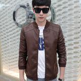 Men's Faux Leather Jacket Leisure Fashion Stand Collar Slim Men's Coat