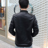 Men's Faux Leather Jacket Leisure Fashion Stand Collar Slim Men's Coat
