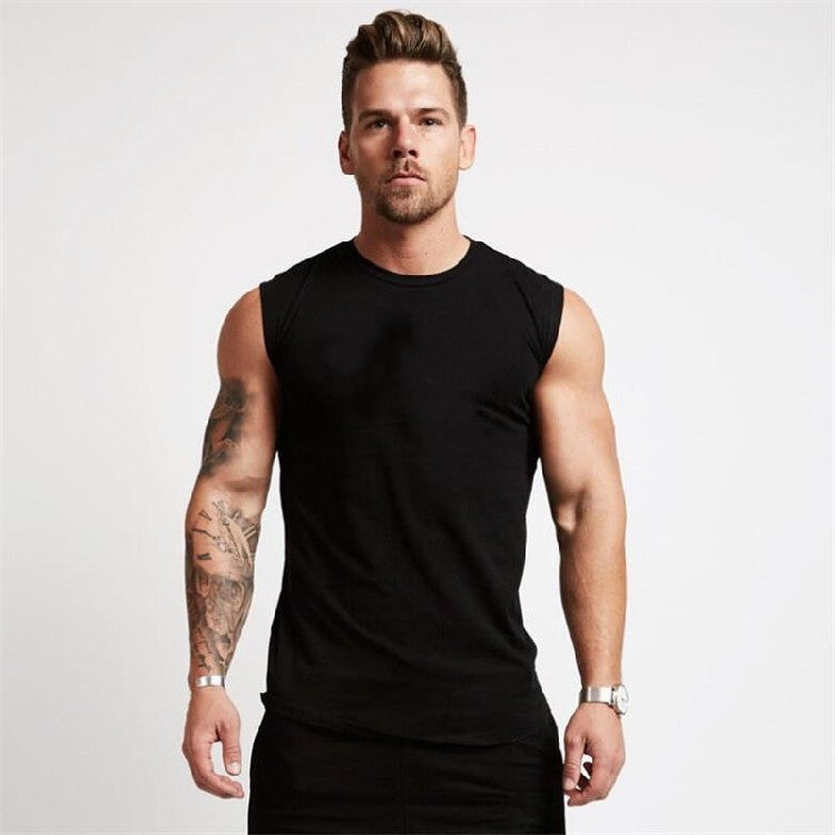 Mens Gym Sleeveless Shirt Cotton Tank Top for Men Sportswear Vest