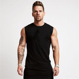 Mens Gym Sleeveless Shirt Cotton Tank Top for Men Sportswear Vest