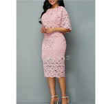 African Lace Dress Plus Size Elegant Pink