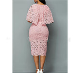 African Lace Dress Plus Size Elegant Pink