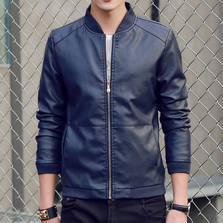 Mens Casual Slim Fit Faux Leather Jacket Fall Winter Leather Bomber Jackets