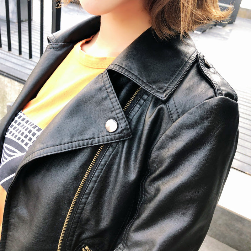 Women's Faux Leather Moto Biker Short Coat Jacket