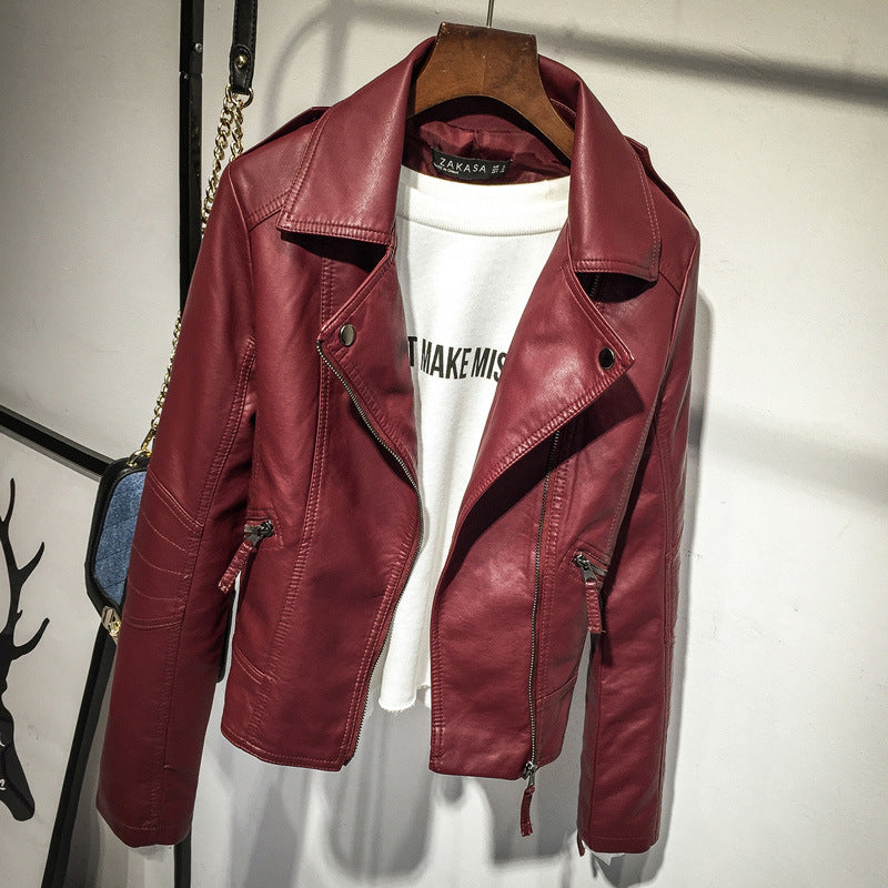 Women's Faux Leather Moto Biker Short Coat Jacket