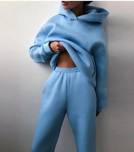 Women Two-piece Set Outfit Hoodie-Pant Large Tracksuit