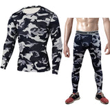 Men Fitness suits Camouflage Compression Baselayer Set Sports Compression Set Long Sleeve T-Shirt Tights Exercise Clothes Workout Bodysuit