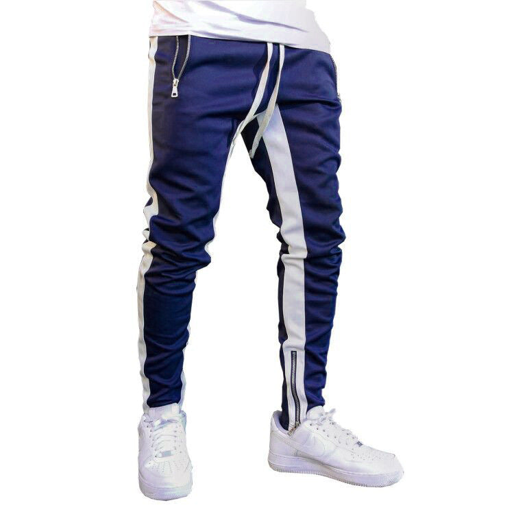 Men's Fashion Strappy Trousers Trousers Zippered Sports Trousers