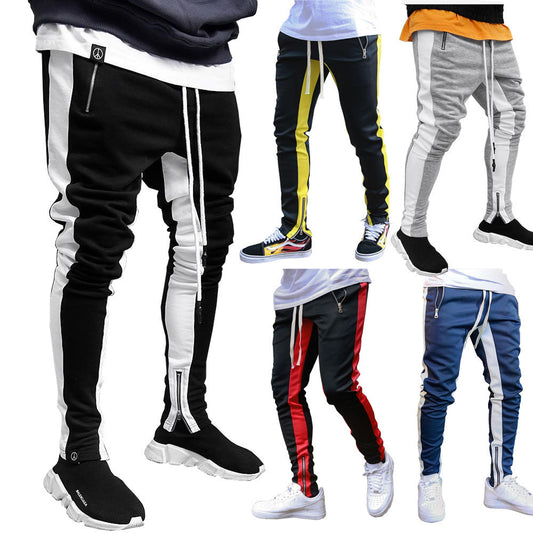 Men's Fashion Strappy Trousers Trousers Zippered Sports Trousers