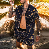 Mens Floral Shirt Beach Two Piece Suit New Fashion Men Sets