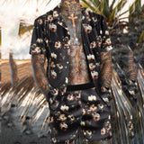 Mens Floral Shirt Beach Two Piece Suit New Fashion Men Sets