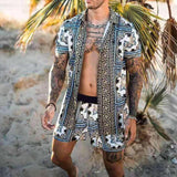 Mens Floral Shirt Beach Two Piece Suit New Fashion Men Sets
