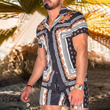 Mens Floral Shirt Beach Two Piece Suit New Fashion Men Sets