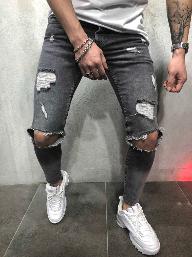 Men's jeans Pant new hole pants Denim Style trousers
