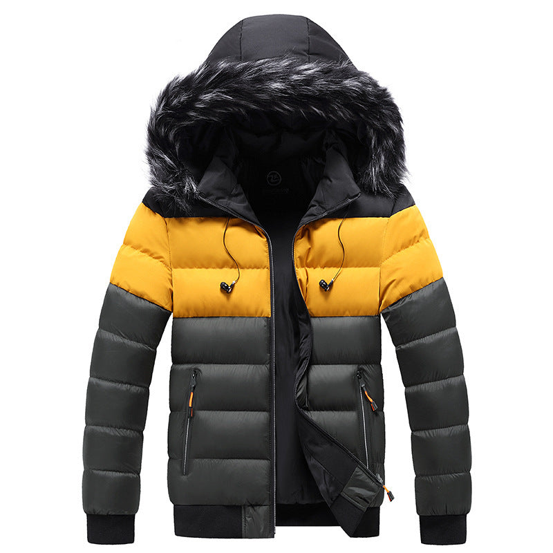 Men Winter Warm Fur Hooded Padded Puffa Jacket