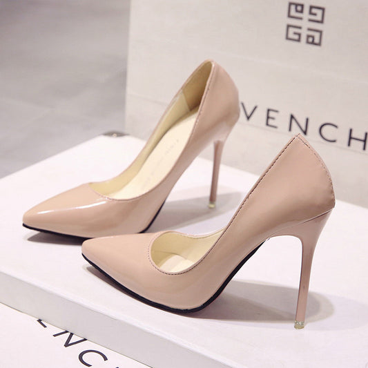 Women PU Pointed Toe Dress Pumps  High Heels Wedding Party Office Pump Shoes