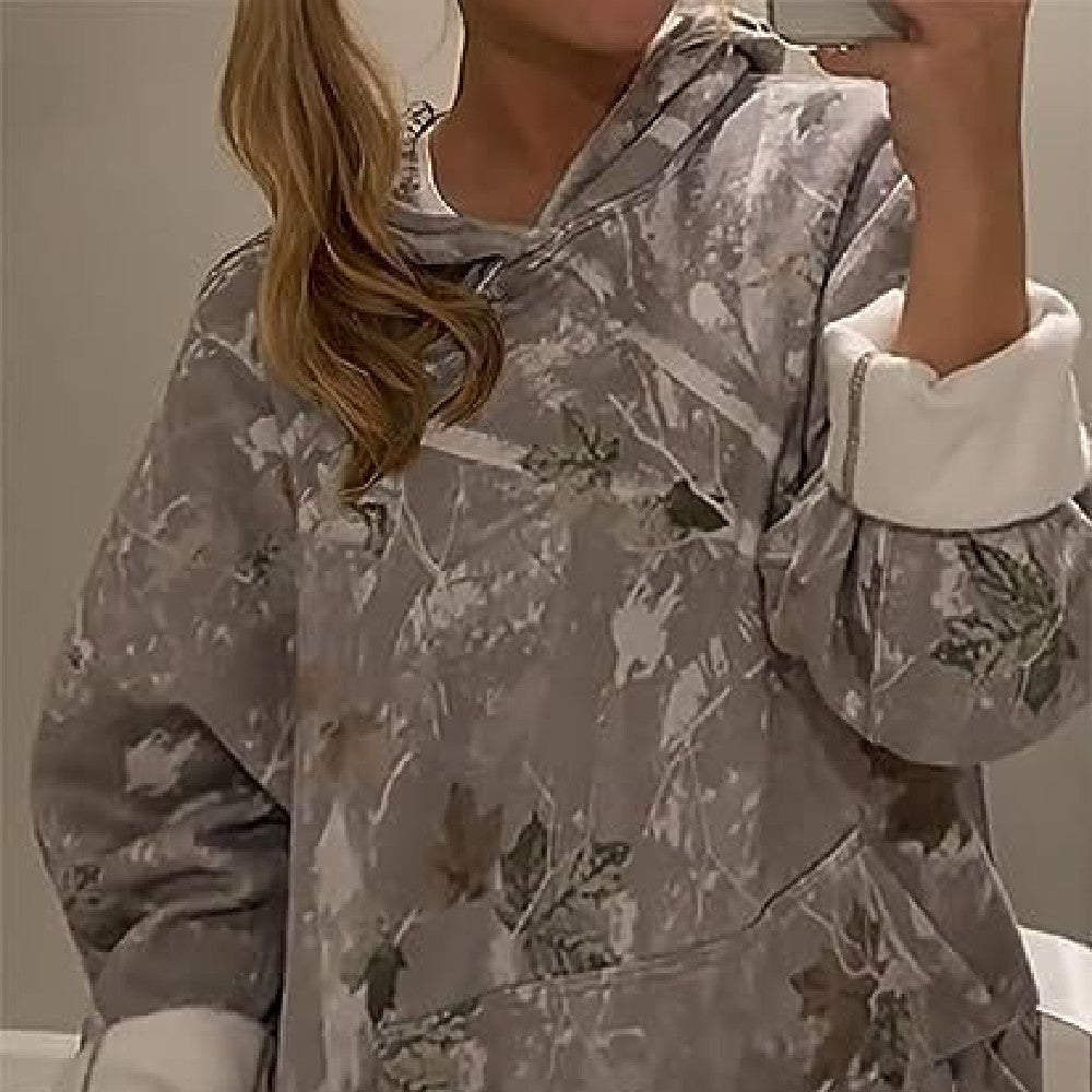 Women's Hoodie lightweight sweatshirt plant printing hoodie