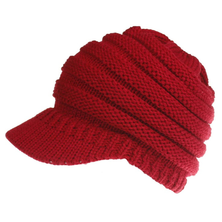 Ponytail Beanie Hat Knitted High Warm Winter Women Tail Skullies