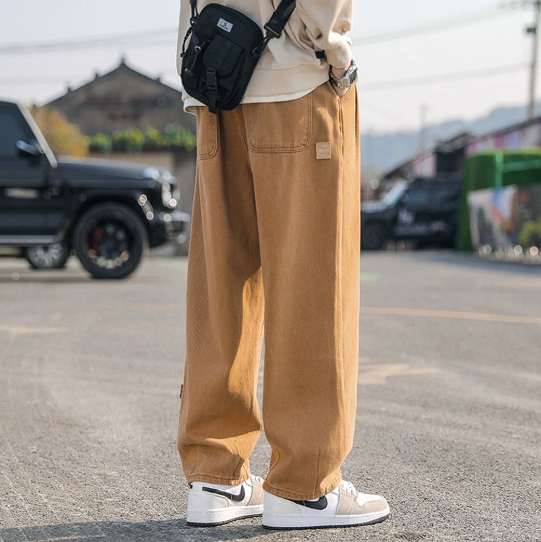 Mens Cotton Pants Men's Casual Straight-leg Pants