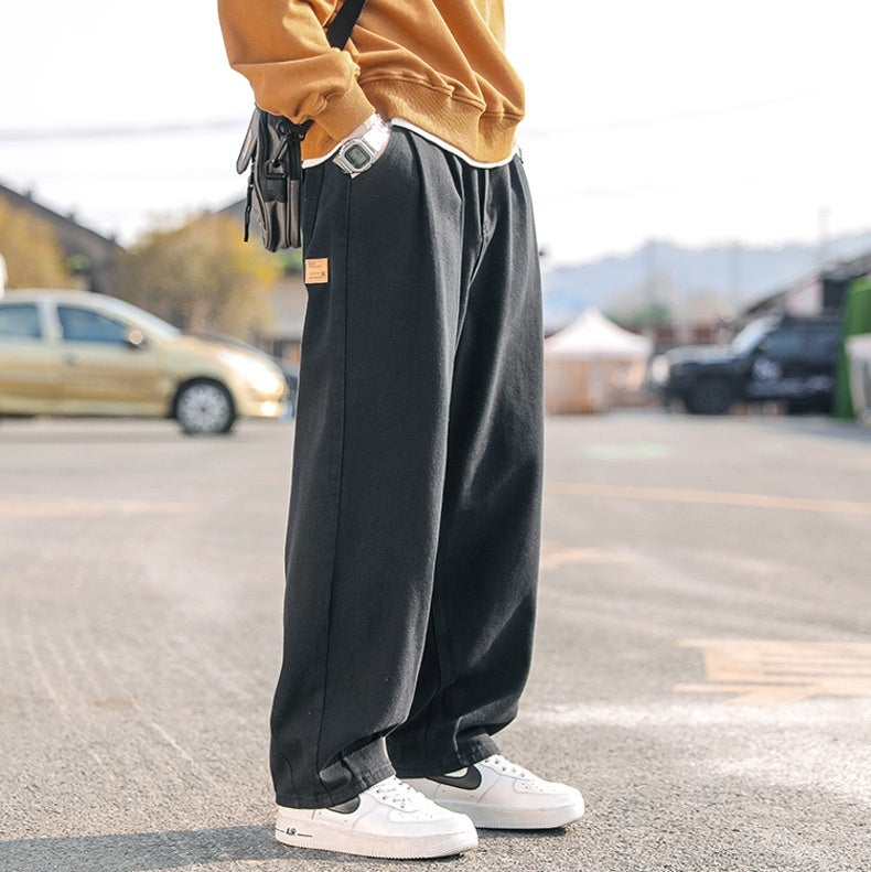 Mens Cotton Pants Men's Casual Straight-leg Pants