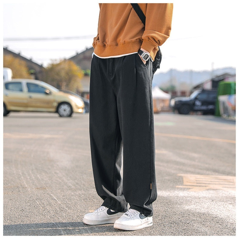 Mens Cotton Pants Men's Casual Straight-leg Pants