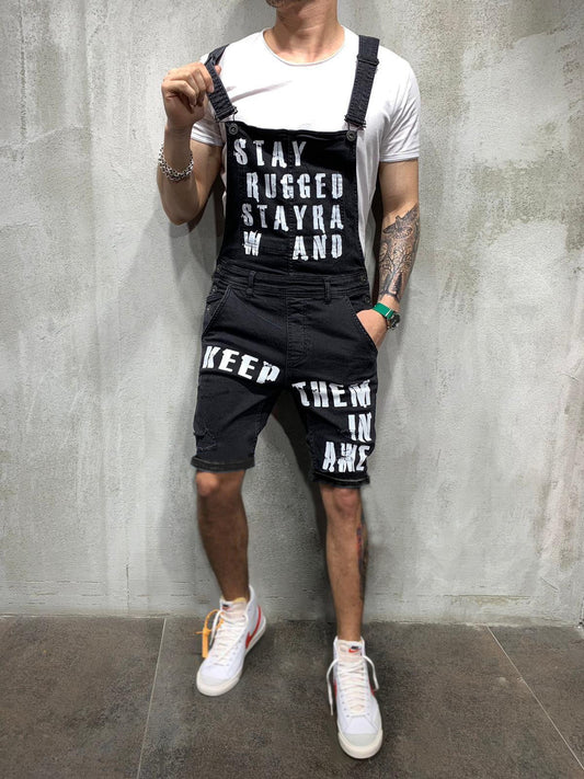 Men's Braces Ripped Jeans Jumping Suit Men Pants