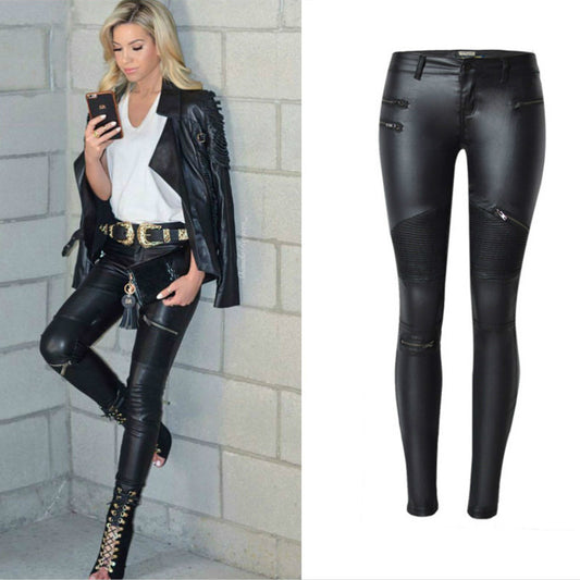 Womens Stretchy Jeggings, Faux Leather Legging Pants , Regular and Plus Size