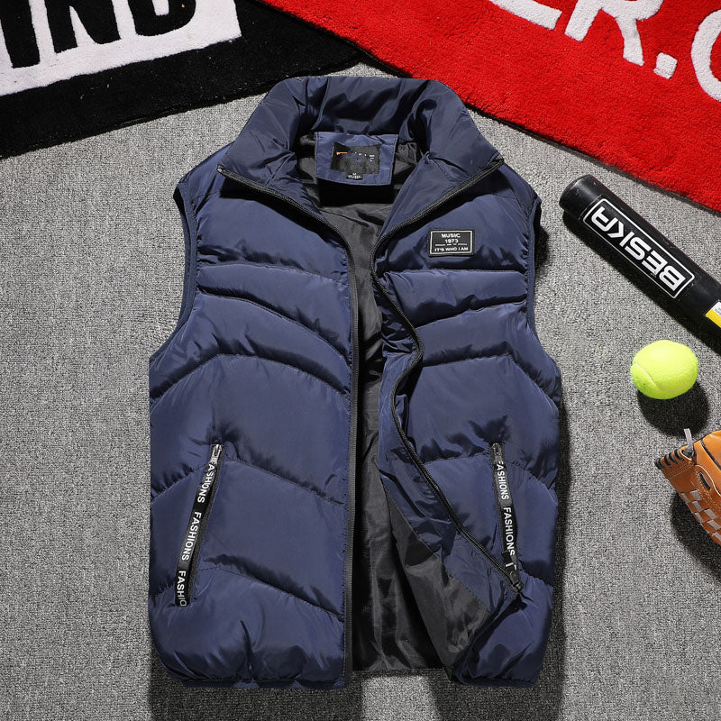 Men's Warm Padded Cotton Vest Waistcoat Autumn Coat Sleeveless Jacket Top