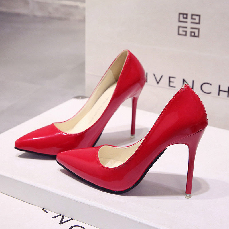 Women PU Pointed Toe Dress Pumps  High Heels Wedding Party Office Pump Shoes